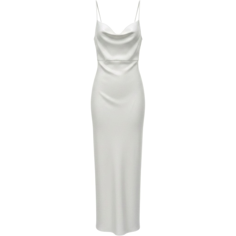 NWT BHLDN Cali Satin Cowl Neck Midi Slip Dress Ivory Size 4